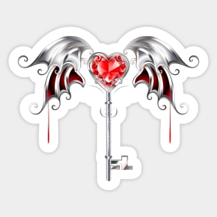 Key with Vampire Heart Sticker